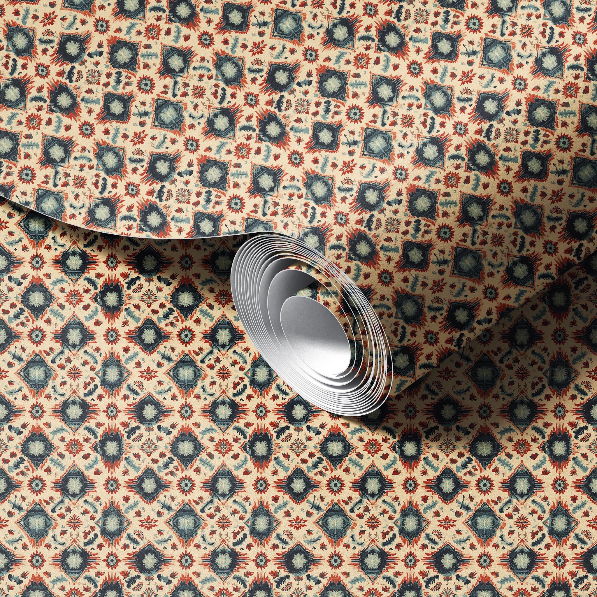 Mediterranean Tapestry peel and stick wallpaper room mockup